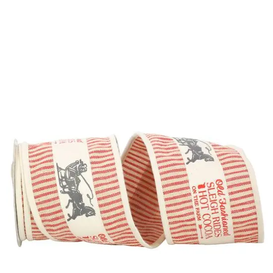 JAM Paper 4" x 5yd. Natural Vintage Ticking Wired Ribbon {1}