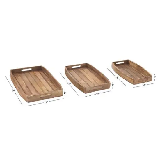 Rustic Brown Mango Wood Rustic Tray Set {7}