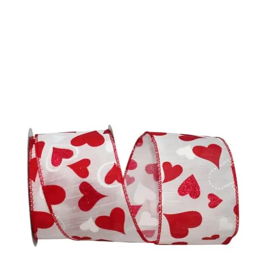 Reliant 2.5" x 10yd. Wired Dupioni Heart Tales Glitter Ribbon {1}