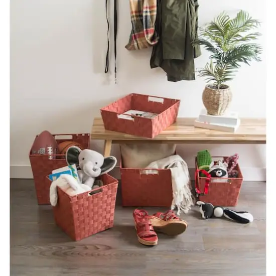 DII&reg; Nylon Basketweave Trapezoid Bin Set, 2ct. Rust {7}