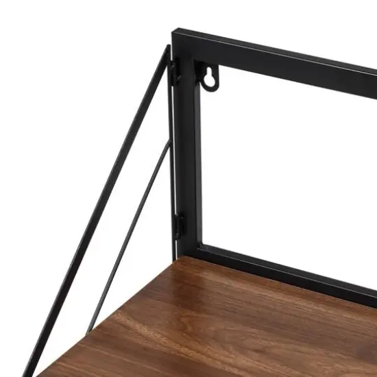 Honey Can Do Walnut Large Modern Farmhouse Floating Shelf with Metal Bracket {6}