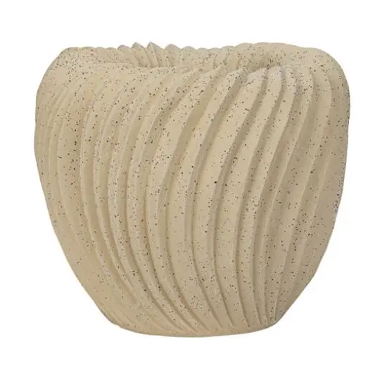 Hello Honey&reg; 8.5" White Speckled Sand Finish Stoneware Pleated Planter {4}