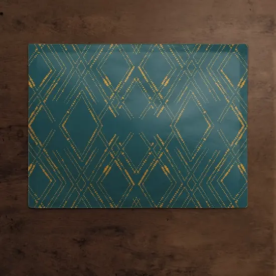 Diamond Cotton Twill Placemat Blue/Gold {3}