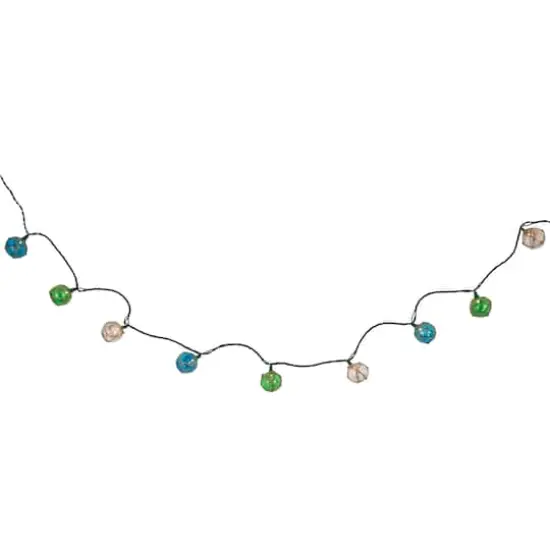 10ct. Natural Jute Wrapped Multicolor Ball String Lights with Green Wire {4}