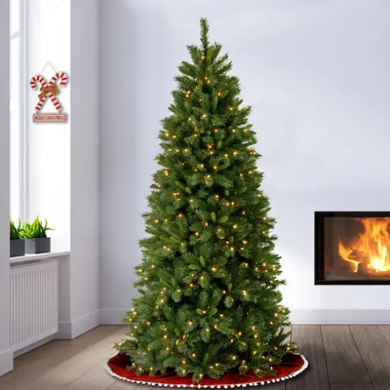 7.5 ft. Pre-lit Hinged Lehigh Valley Pine Slim Artificial Christmas Tree, Dual LED Lights {3}
