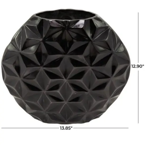 CosmoLiving by Cosmopolitan Aluminum Faceted Geometric Vase Black {6}