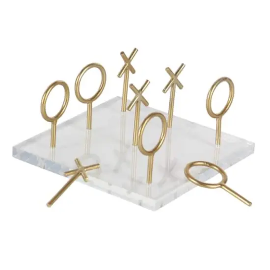 CosmoLiving by Cosmopolitan Gold & White Acrylic Glam Tic-Tac-Toe Game Set {3}
