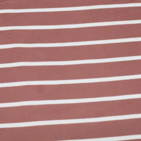 Fabric Merchants White Stripes on Mauve Double Brushed 4-Way Stretch Fabric {1}
