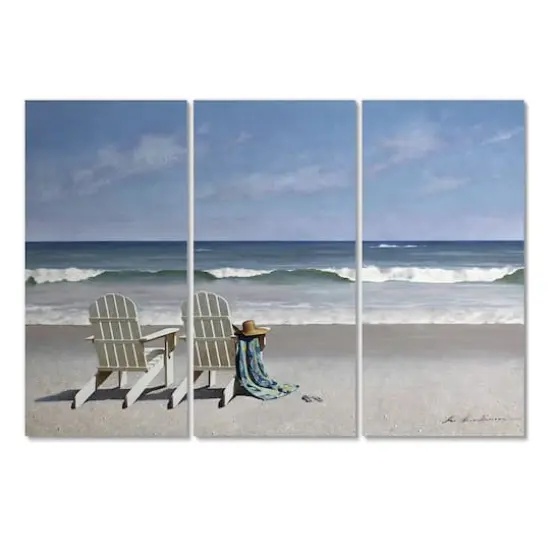 Designart - Tide Watching - Beach Canvas Art Print {1}