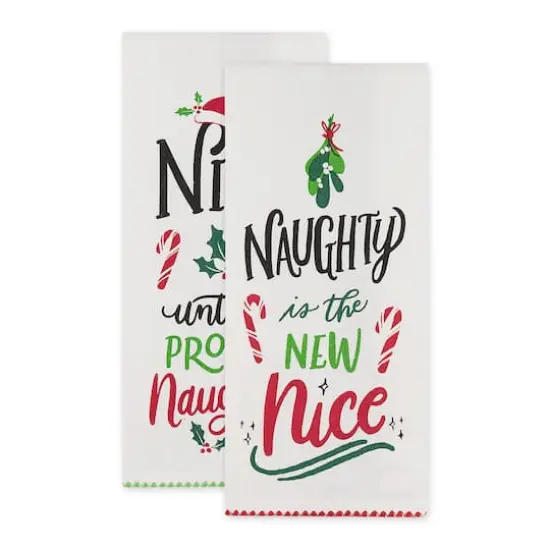 DII&reg; Naughty Nice Printed Dishtowel Set {4}