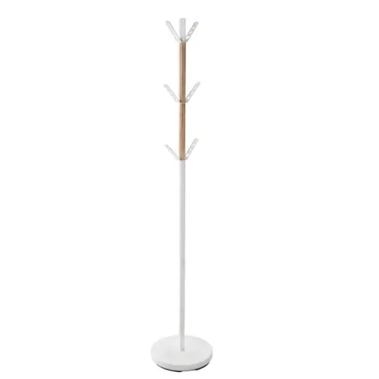 Honey Can Do 70" White Modern Standing Coat Rack {1}