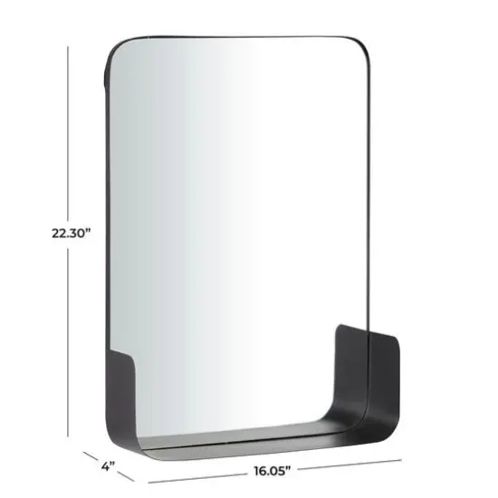 CosmoLiving by Cosmopolitan 22" Metal Modern Wall Mirror Black {6}