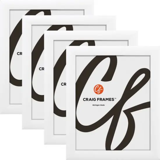 4 Pack Craig Frames Contemporary White Satin Picture Frame {1}