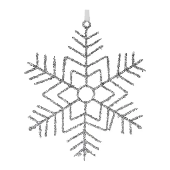 Glittered Silver Snowflake Wire Ornament Set {5}