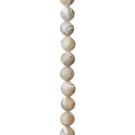 7mm Light Gray Mother of Pearl Round Beads by Bead Landing&trade; {1}