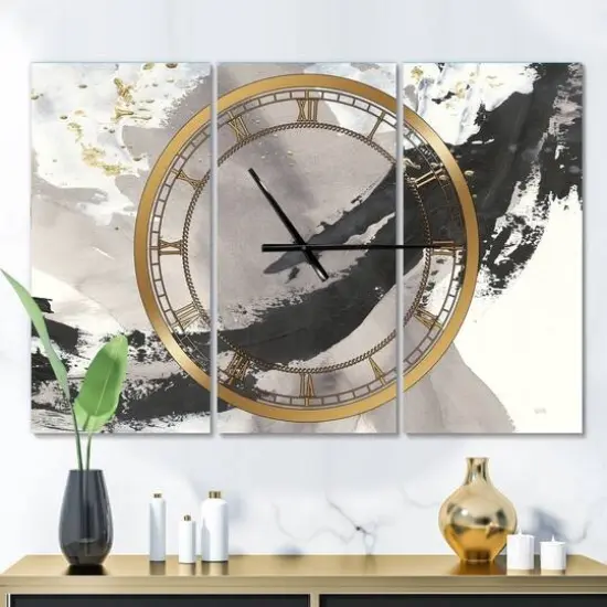Designart Glam Painted Arcs III Modern 3 Panel Wall Clock {3}