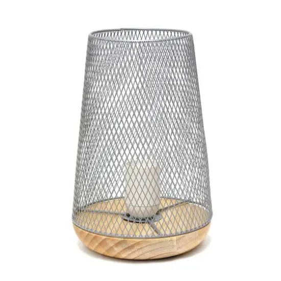 Simple Designs 9" Wired Mesh Uplight Table Lamp Gray/Natural {10}