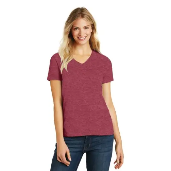 District&reg; Women's Perfect Blend&reg; V-Neck T-Shirt Heathered Red {4}