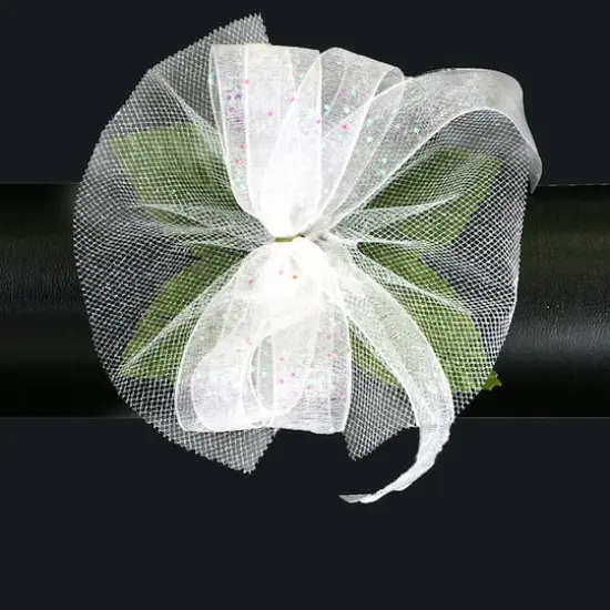 JAM Paper White Corsage Wristlet with Iridescent Sparkles {1}