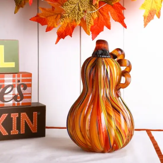 Glitzhome&reg; 8.5" Multi Striped Glass Gourd {3}