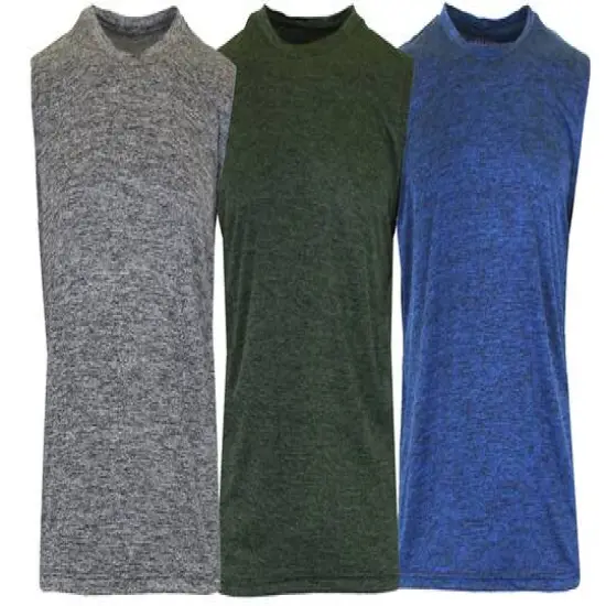 Galaxy By Harvic Moisture-Wicking Performance Men's Muscle Tank T-Shirt 3 Pack Gray/Olive/Royal {1}