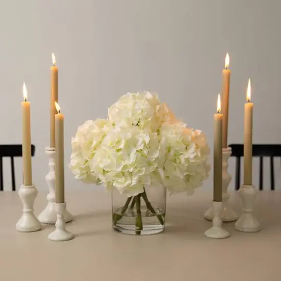 Wedding Collection 14in. Artificial Hydrangea Arrangement in Glass Vase {6}