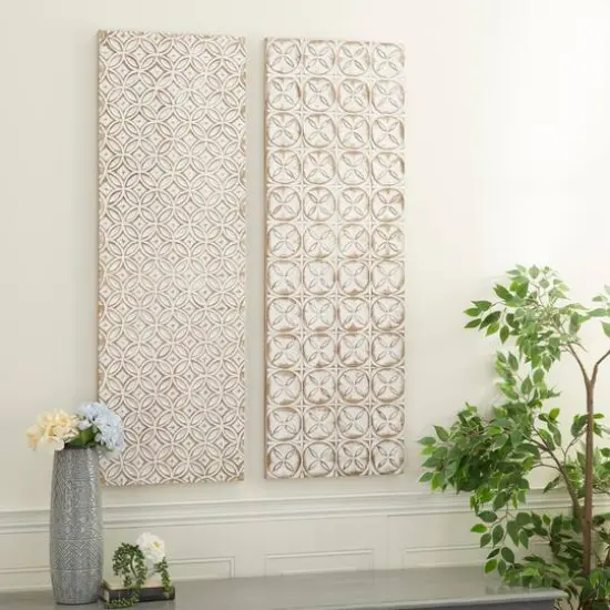 48" White Wood Traditional Abstract Wall D&eacute;cor Set {9}