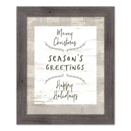 Gray Buffalo Check Holiday Phrases Print in Western Gray Frame {1}