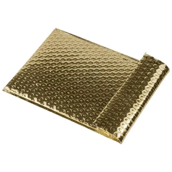 JAM Paper 5.5" x 6.5" Bubble Padded Mailers with Hook & Loop Closure, 100ct. Gold Metallic {6}