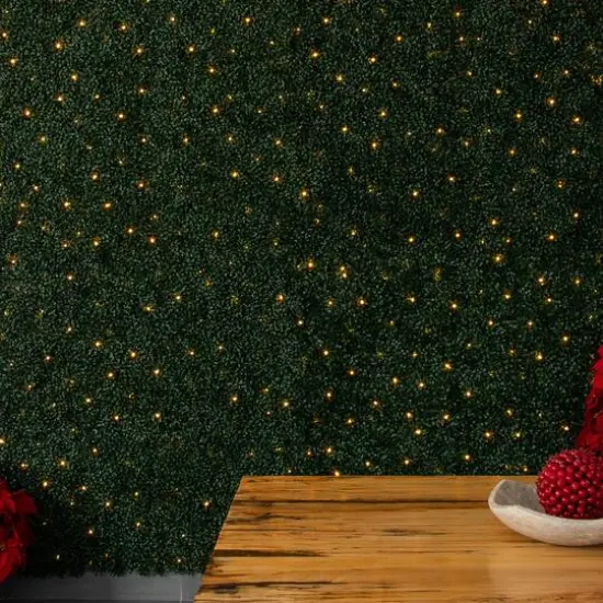 40" Pre-Lit Warm White LED Boxwood Artificial Living Wall Panel {12}