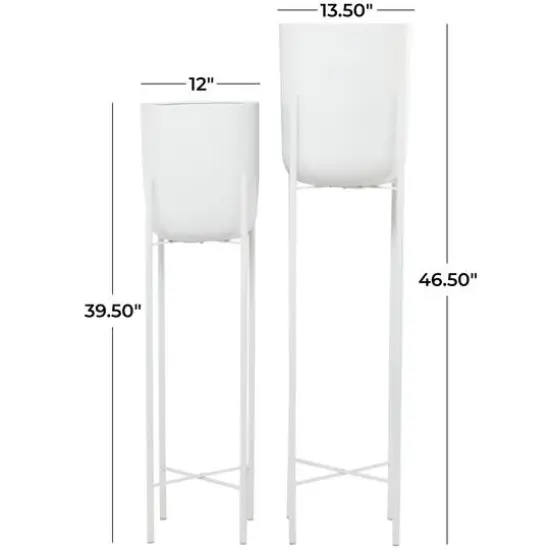 CosmoLiving by Cosmopolitan White Metal Planter with Removable Stand Set, 47" & 40" {6}