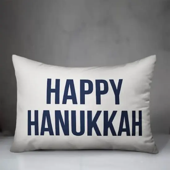 Happy Hanukkah - White 14x20 Spun Poly Pillow {3}