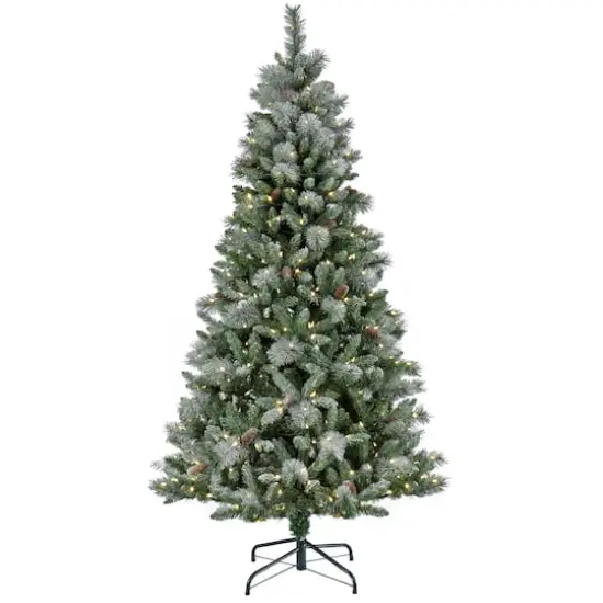 7.5ft. Pre-Lit Frosted Conconully Pine Artificial Christmas Tree, Warm White LED Lights {1}