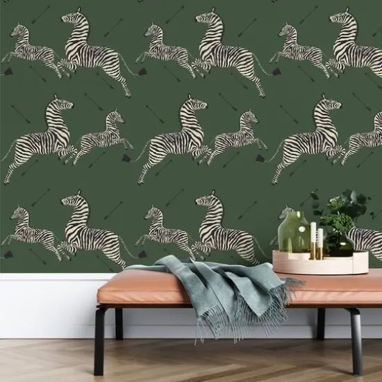 Scalamandre Serengeti Green Zebra Safari Peel & Stick Wallpaper  {4}
