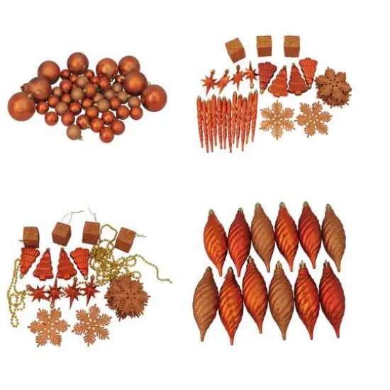 125ct. 4-Finish Burnt Orange Shatterproof Ornaments {1}