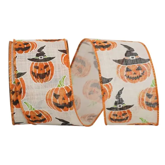 The Ribbon Roll 2.5" x 10yd. Linen Touch Wired Jack-O-Lantern Ribbon {1}
