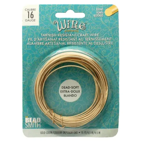 The Beadsmith&reg; Wire Elements&trade; 16 Gauge Gold Tarnish Resistant Soft Temper Wire, 15ft. {1}