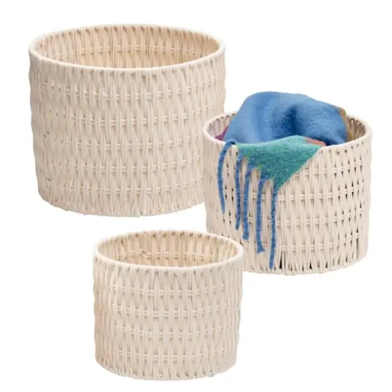 White Metal Frame Nesting Rope Baskets, 3ct. {1}