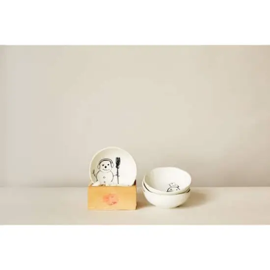 Hello Honey&reg; 4" Snowman Stoneware Bowl Set {3}