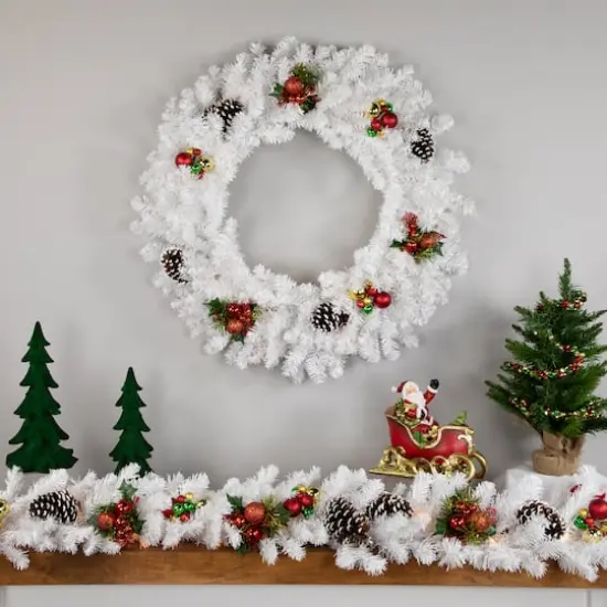 30" White Canadian Pine Artificial Christmas Wreath {3}
