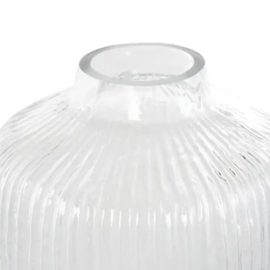 11" Clear Glass Ribbed Fluted Decorative Vase {4}