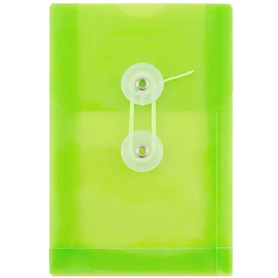 JAM Paper 4.25" x 6.25" Plastic Button & String Tie Closure Envelopes, 12ct. Lime Green {1}