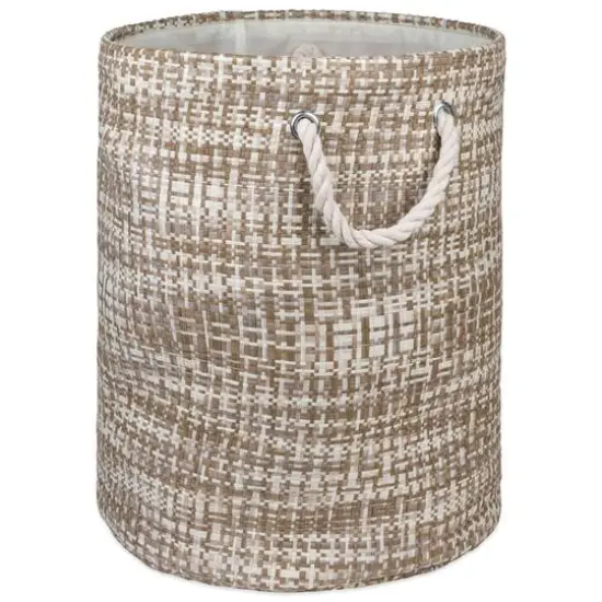 DII&reg; Large Stone Tweed Round Woven Paper Storage Basket {1}