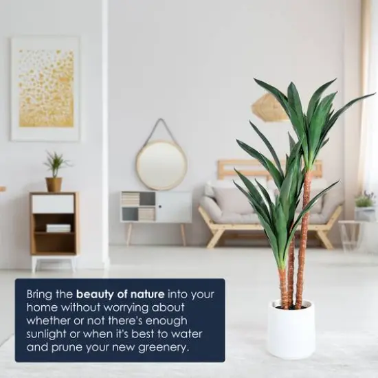 American Art Decor 48" Artificial Yuca Plant in a White Pot {6}