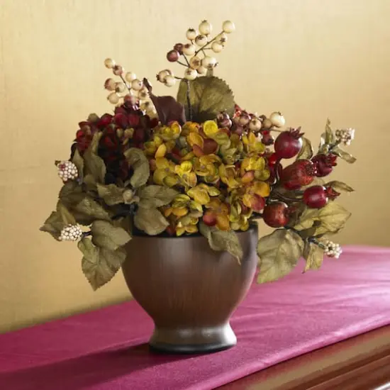12'' Autumn Hydrangea in Round Vase {3}