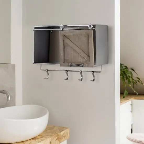 Rustic Sliding Barn Door Coat & Towel Rack {3}