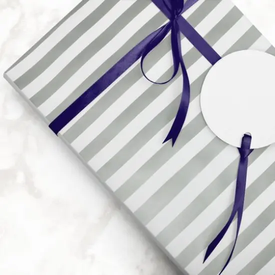 JAM Paper Striped Gift Wrap Silver and White {7}