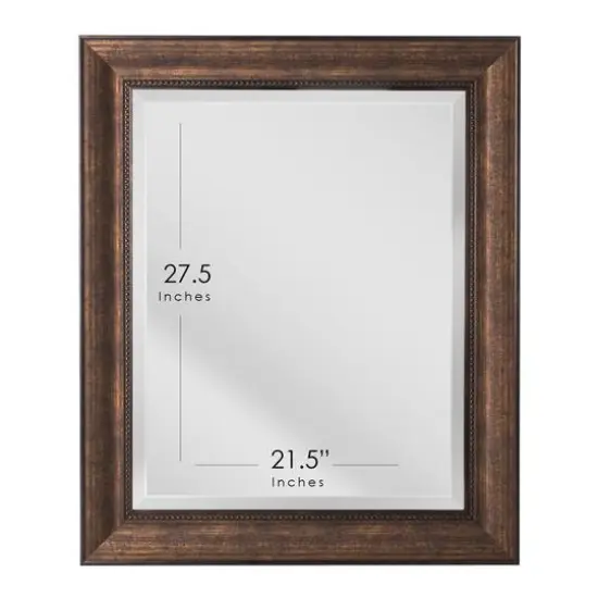 Head West&reg; 34.5" Deep Bronze Beaded Rectangular Framed Beveled Accent Wall Mirror {7}