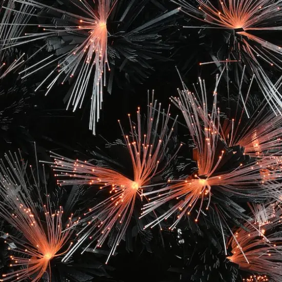 6ft. Fiber Optic Candy Corn Color Lights Black Artificial Halloween Tree {4}