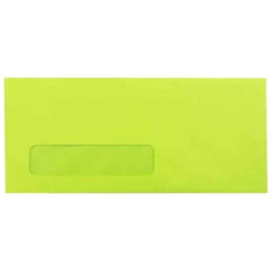 JAM Paper 4" x 9.5" Colored Business Window Envelopes, 50ct. Ultra Lime Green {1}